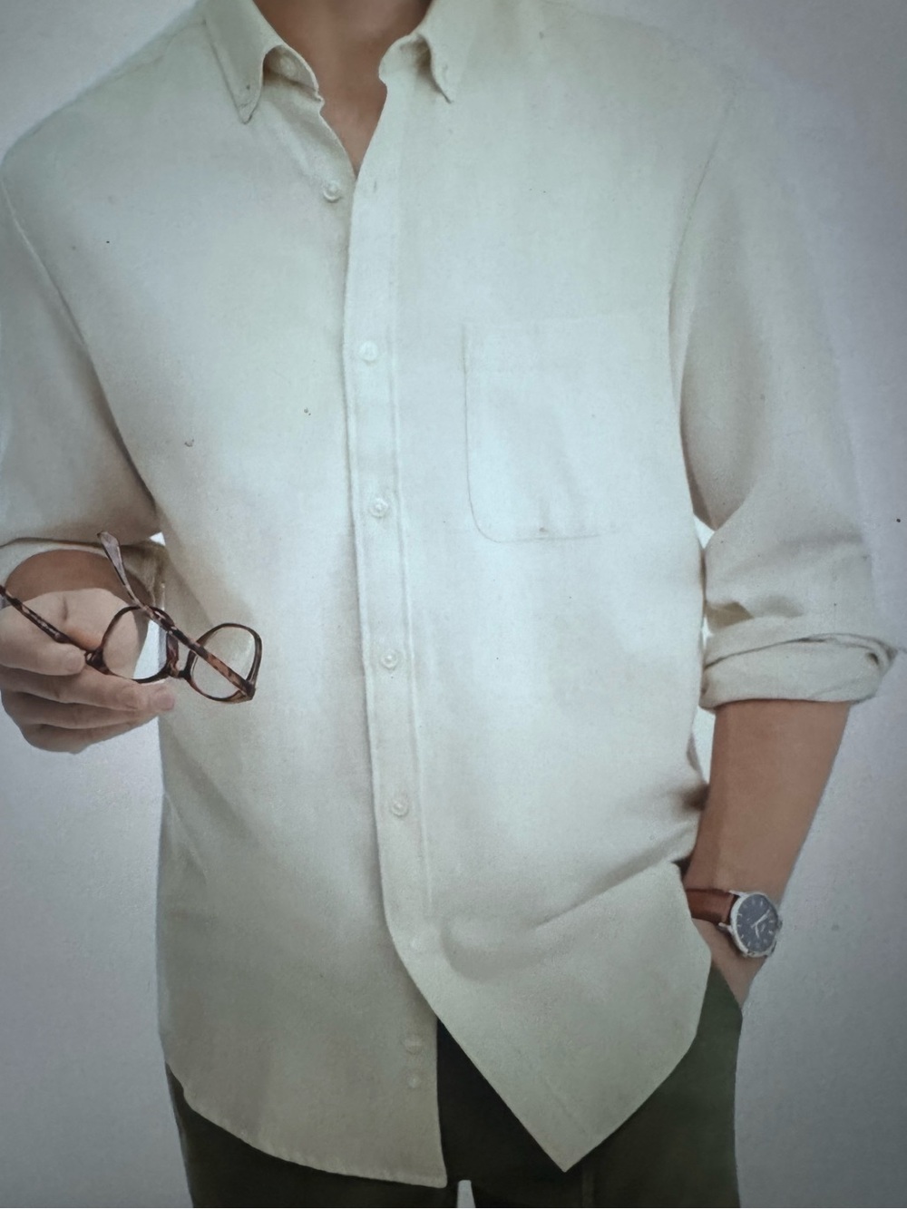 Club Room Men’s Flannel Beige Button-Down Casual Shirt